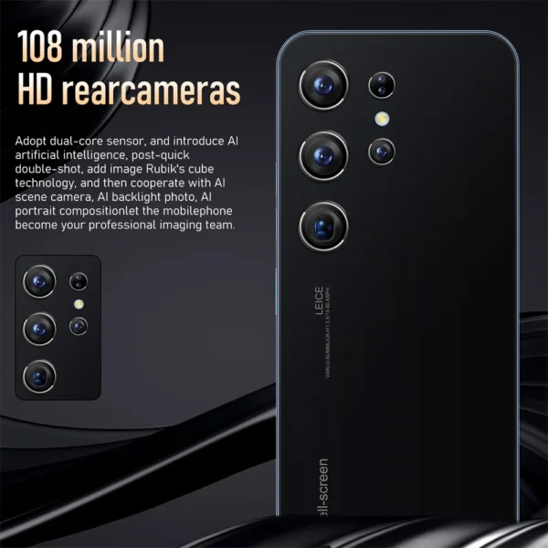 S25 Ultra nouveau smartphone 5G 7.3 pouces haute définition Android 14 Snapdragon 8gen3 10core double SIM téléphone 7800 mAh déverrouillage téléphone – Image 3