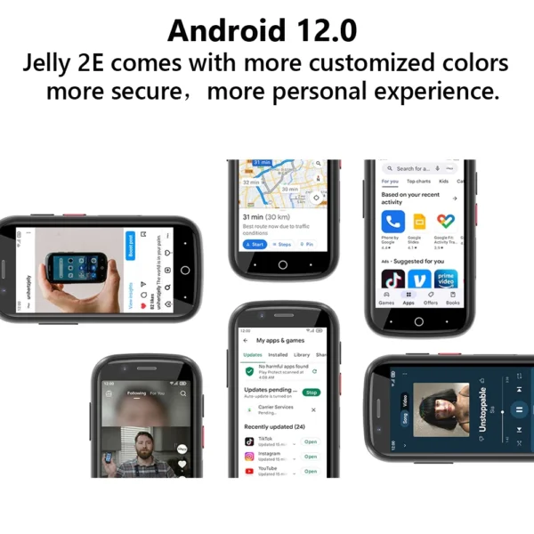Unihertz-Mini Smartphone Jelly 2E, 4 Go, 64 Go, Android 12, Téléphone portable débloqué, 2000mAh, Téléphones portables – Image 2