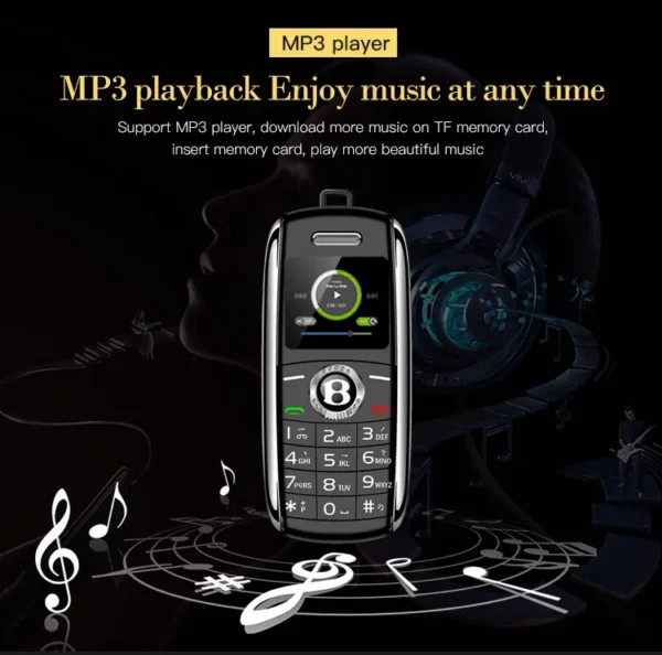 Mini téléphone portable débloqué pour la salle de bain, numéroteur Bluetooth, mains, MP3, voix magique, touristes, Sim, le plus petit téléphone portable, 0.66 ", richesse – Image 5